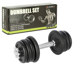 Sztangielka Hantla Treningowa Do Treningu Siłowego Gwintowana 15 kg HMS
