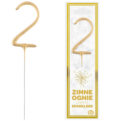 Zimne Ognie Urodzinowe Dekoracyjne Na Tort Imprezę Złote GODAN Cyfra 2
