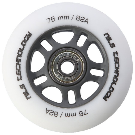 Kółka Do Rolek Kauczukowe 76 mm Zestaw 8 szt. + Łożyska ABEC-9 Białe Matowe