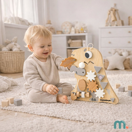 Tablica Manipulacyjna Sensoryczna Montessori Edukacyjna Dinozaur 10w1