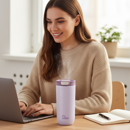 Kubek Termiczny Termos Turystyczny Stalowy Z Blokadą 540 ml Różowy