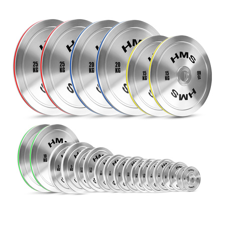 Zestaw Talerzy Obciążeń Olimpijskich Na Gryf Sztangę Chromowana Stal HMS 2 x 0.25 - 25 kg