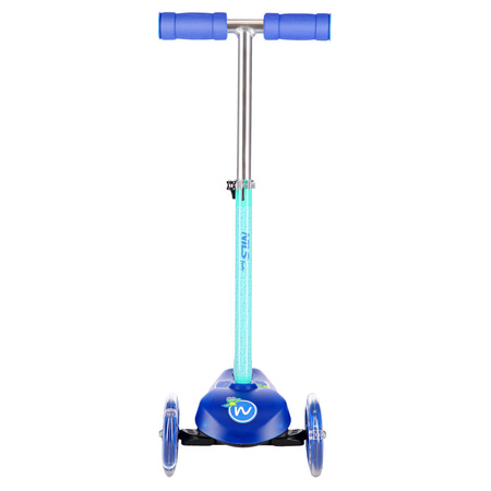 Hulajnoga Trójkołowa Dla Dzieci Balansowa Niebieska Regulowana Kółka LED