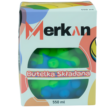 MERKAN Butelka Sportowa Bidon Składany W Kształcie Piłki Z Ustnikiem 550 ml