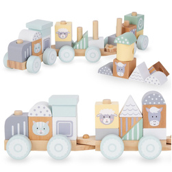Pociąg Kolejka Drewniana Z Klockami Farma Zabawka Edukacyjna Dla Dziecka