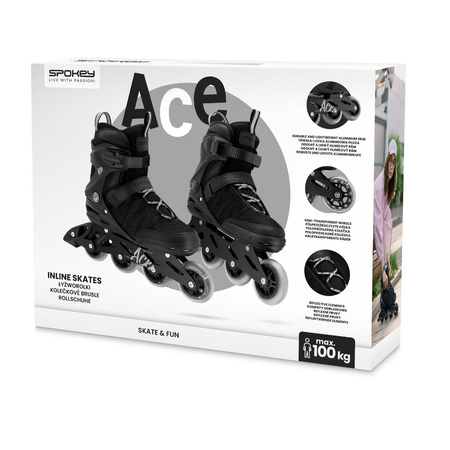 Rolki Regulowane Dla Dorosłych Rekreacyjne Kauczukowe Kółka ABEC-9 SPOKEY