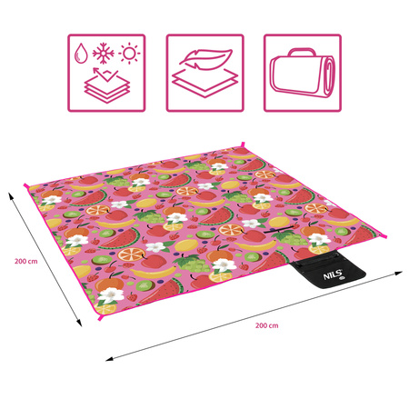 Koc Piknikowy Plażowy Wodoodporny Turystyczny Mata Z Izolacją 200x200 cm