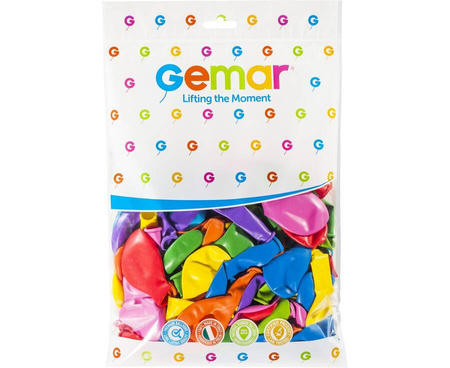 GEMAR Różnokolorowe Klasyczne Pastelowe Balony 26 cm - 100 szt.
