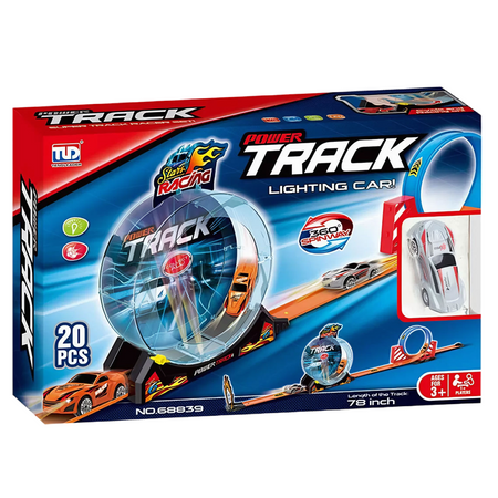 Tor Wyścigowy Samochodowy Dla Dziecka Pull Back 200 cm + Autko 20 el.