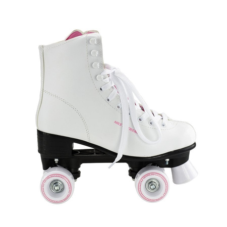 Wrotki Klasyczne Retro Kauczukowe Kółka Białe Rekreacyjne Sznurowane NILS