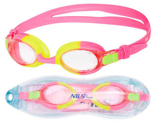 NILS Dziecięce Okularki Pływackie Do Pływania Na Basen Różowo-Żółte