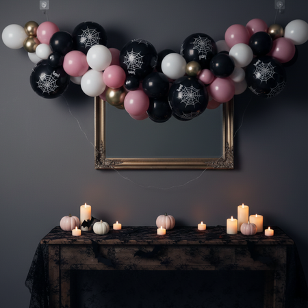 Girlanda Dekoracja Na Halloween Zestaw Balonów 65 szt. Pajęczyny 200x70 cm