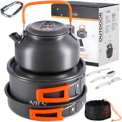 Zestaw Naczynia Turystyczne Czajnik + Garnek + Patelnia + Sztućce NILS