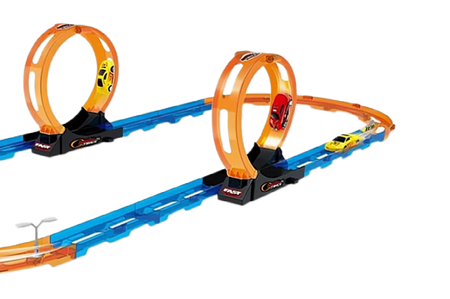 Tor Wyścigowy Samochodowy Pull Back Dla Dzieci 370 cm + 2 Samochody