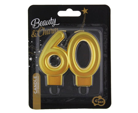 Świeczka Złota Metaliczna Świeczka Dekoracyjna Na 60 Urodziny Jubileusze