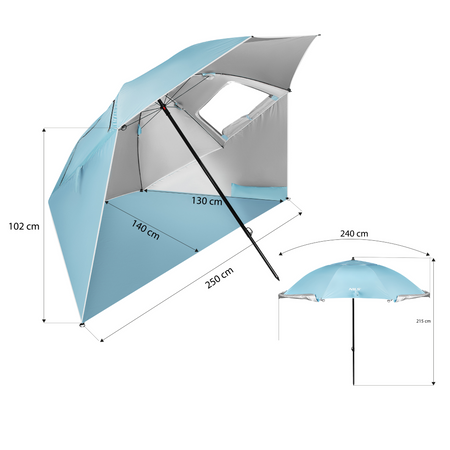 Parasol Plażowy Ogrodowy Duży Składany Parawan Filtr UV Z Pokrowcem NILS