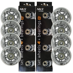 Kółka Do Rolek Kauczukowe 70 mm Zestaw 8 szt. + Łożyska ABEC-7 Przezroczyste