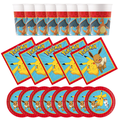 Zestaw Kubeczki i Talerzyki Serwetki Na Przyjęcie  Pokemon 36 Elementów