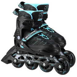 Rolki Regulowane Łyżworolki Czarne Rekreacyjne Kauczukowe Kółka ABEC-7