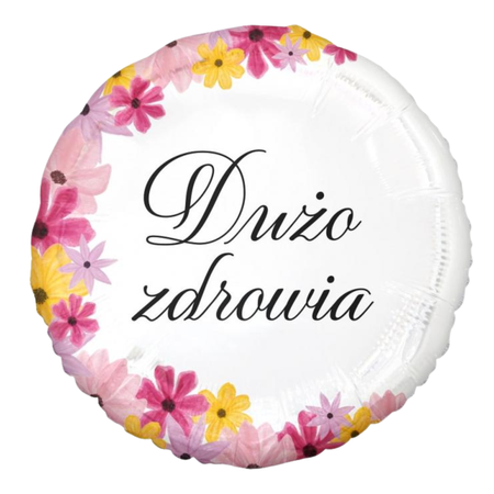 Balon Foliowy Dekoracyjny Imprezowy Na Urodziny Dużo Zdrowia GODAN 18"