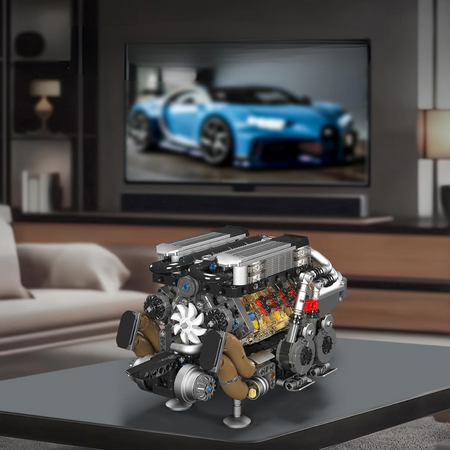 Klocki Konstrukcyjne Silnik Samochodowy W16 952 Elementy MOULD KING