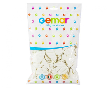 GEMAR Białe Klasyczne Pastelowe Balony Makaroniki 26 cm - 100 szt.