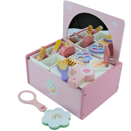 MERKAN Drewniana Toaletka Dla Dziecka Z Lustrem + Akcesoriami