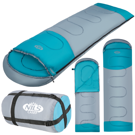 Śpiwór Turystyczny Koperta Z Kapturem 205x75 cm + Karimata