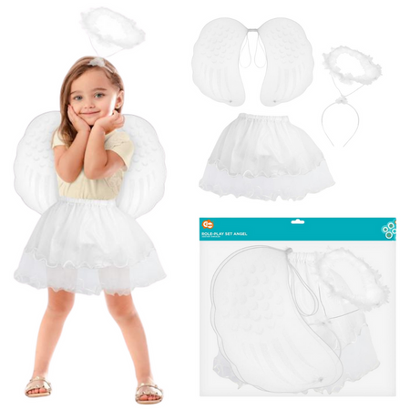 Strój Kostium Przebranie Aniołka Spódniczka Skrzydełka i Aureola Na Jasełka