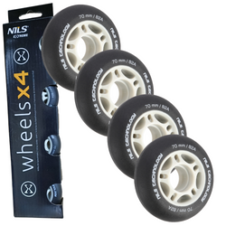 Kółka Do Łyżworolek Kauczukowe Zestaw 4 szt. Czarne Matowe 70 mm NILS