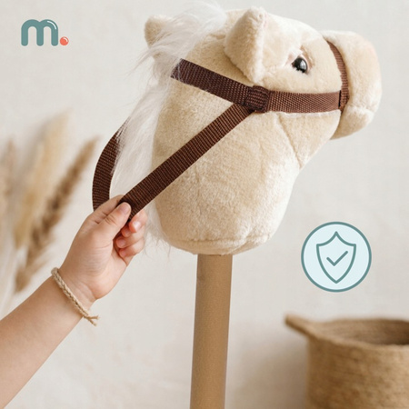 Hobby Horse Konik Na Patyku Kiju Do Skakania Z Grzywą Beżowy MAMABRUM