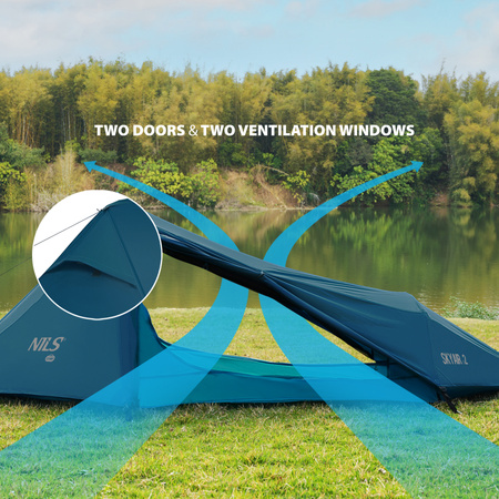 Namiot Kempingowy Turystyczny Na Biwak Ultralight Wodoodporny 2 Osobowy NILS