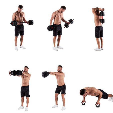 HMS Zestaw Sztangielki Regulowane Hantle Kettlebell Sztanga 30 kg