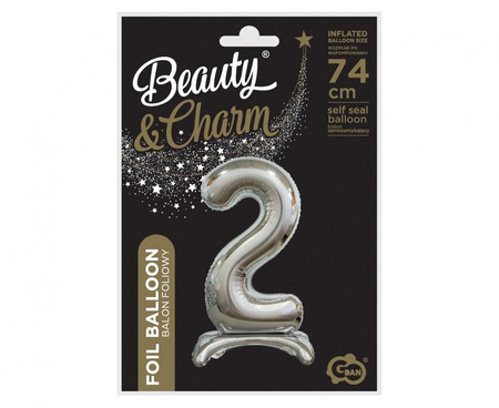 Balon Foliowy Na Urodziny Rocznice Jubileusze Cyfra 2 Stojąca Duży 74 cm