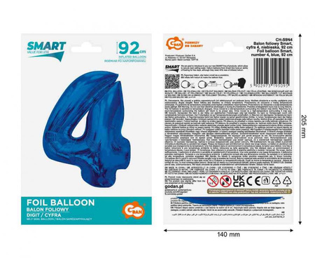 Balon Foliowy Dekoracja Na Urodziny Rocznice Jubileusze Cyfra 4 92 cm