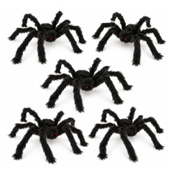 Pająki Włochata Duże 60 cm Dekoracja Ozdoba Na Halloween Zestaw 5 szt.