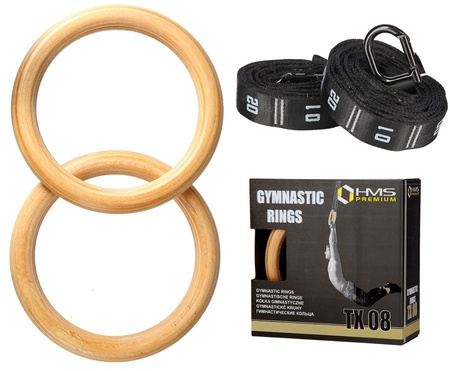 Kółka Gimnastyczne Drewniane Koła Obręcze Do Ćwiczeń + Taśmy Z Miarką HMS