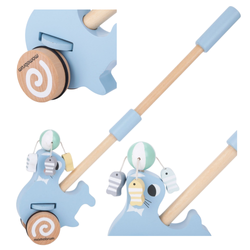 Drewniana Foka Z Kijem Do Pchania Pchacz Do Nauki Chodzenia Dla Dziecka