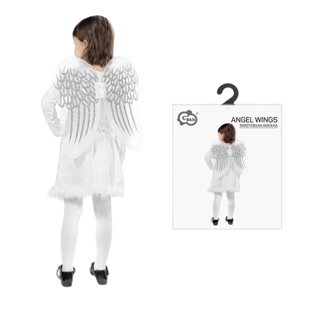 Skrzydła Anioła Z Brokatem + Aureola Przebranie Na Jasełka Bal Świętych
