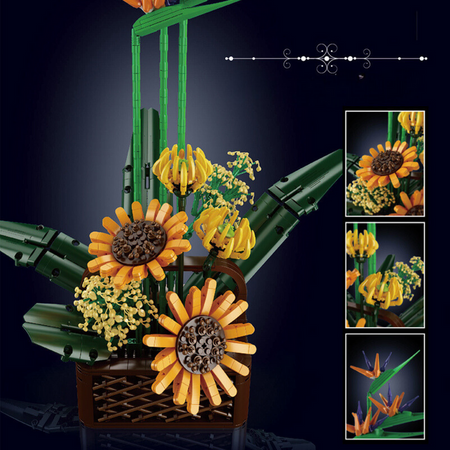 Mould King Klocki Konstrukcyjne Bukiet Kwiatów Słonecznik 4w1 1608 Elementów