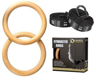 Kółka Gimnastyczne Drewniane Koła Obręcze Do Ćwiczeń + Taśmy Z Miarką HMS