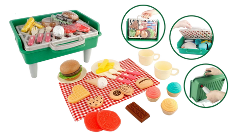 Mini Grill Zabawka Dla Dzieci 36 Elementów Sztućce + Akcesoria Spożywcze