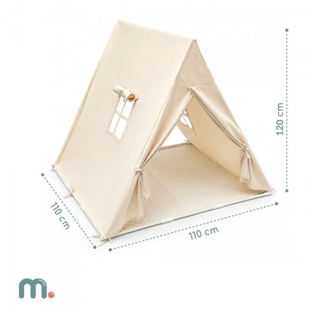 Namiot Tipi Dla Dzieci 110×110×120 cm Z Matą Do Pokoju  Girlanda Lampki LED
