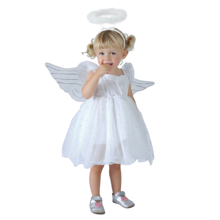 Strój Kostium Przebranie Aniołka Sukienka Skrzydła + Aureola Na Jasełka
