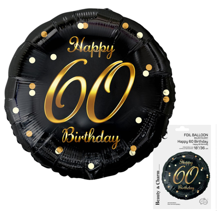 Balon Foliowy Dekoracyjny Ozdobny Imprezowy Złoty Nadruk Na 60 Urodziny