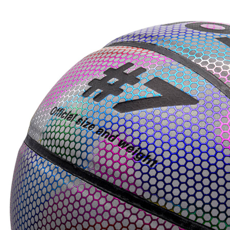 METEOR Piłka Do Koszykówki Holograficzna Świecąca Rozmiar 7 + Pompka