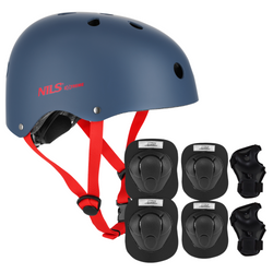 Kask Regulowany Orzeszek + Ochraniacze Zestaw Na Rolki Rower Hulajnogę NILS