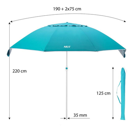 2w1 Parasol Parawan Plażowy Ogrodowy Składany Filtr UV + Uchwyt NILS CAMP