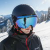 Kask Zimowy Narciarski Snowboardowy Granatowy Z Szybką AIR FLOW METEOR