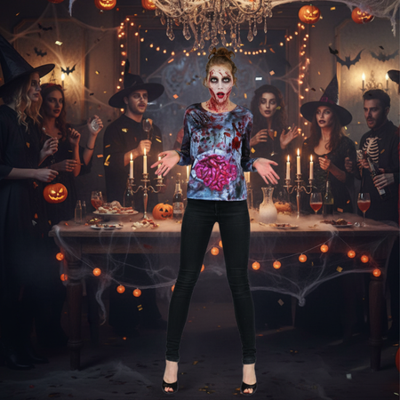 Koszulka Strój Przebranie Pani Zombie Kostium Strój Dla Dorosłych GODAN